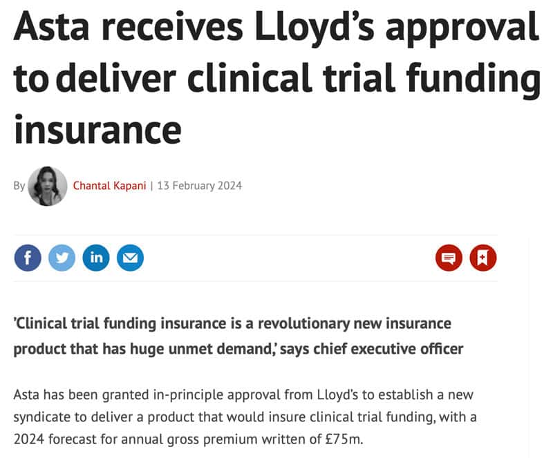 Asta receives Lloyd's approval