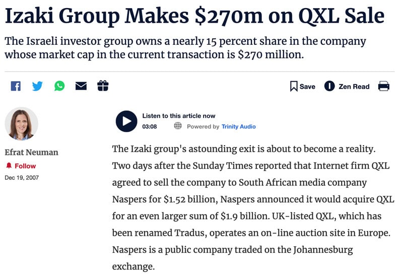 Izaki Group makes $270m on QXL sale