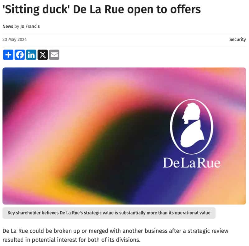 Sitting duck De La Rue open to offers