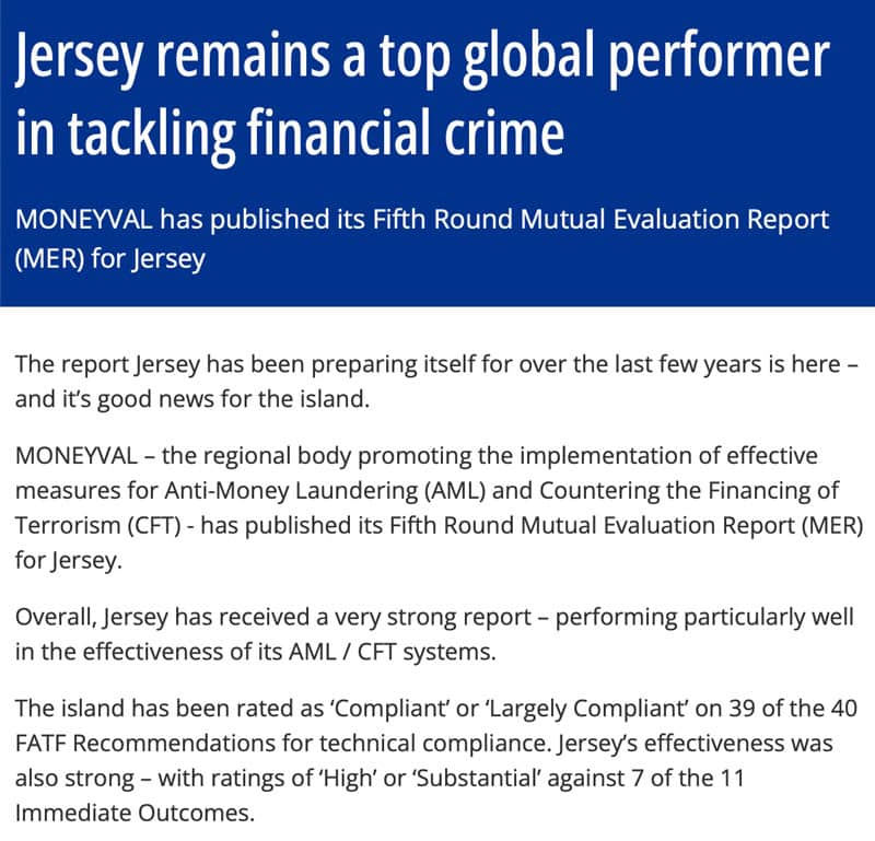 Jersey remains a top global performer