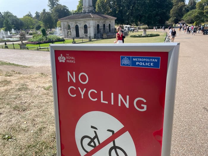 No cycling in London