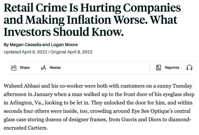 Retail crime hurts companies