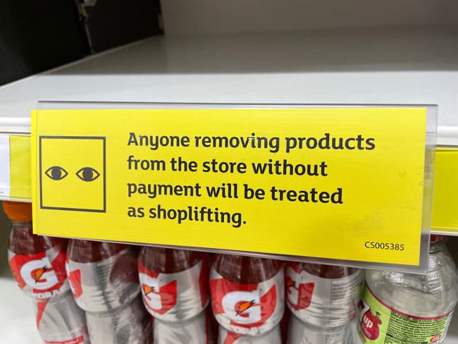 Sainsbury's shoplifting sign