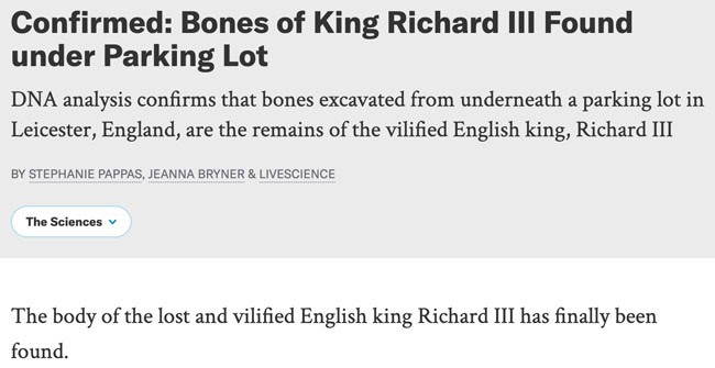 Bones of King Richard III found