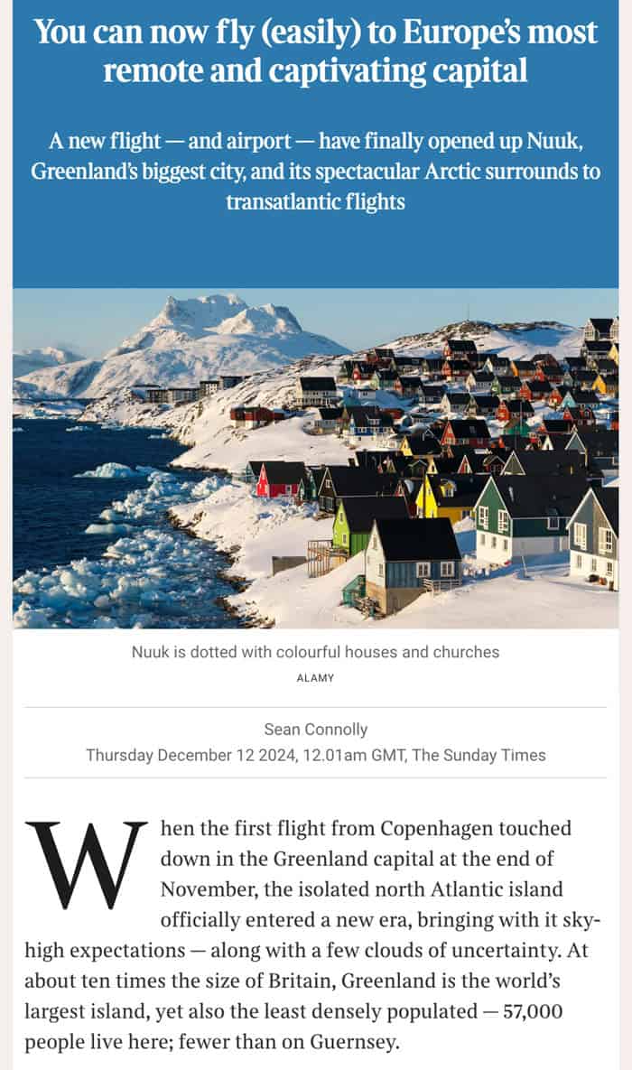 You can now easily fly to Greenland