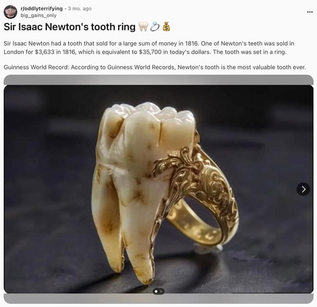 Isaac Newton's tooth ring