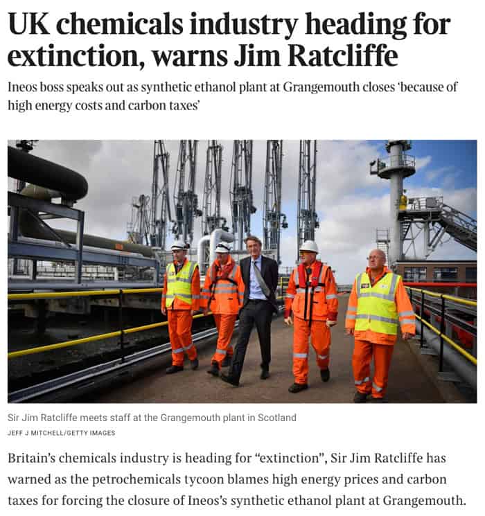 UK chemicals industry heading for extinction 