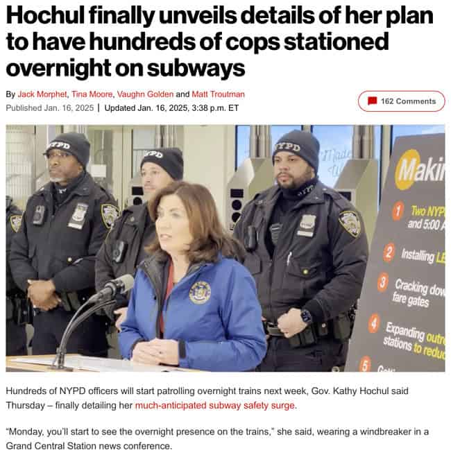 Hochul finally unveils details of her plan to have hundreds of cops stationed overnight on subways