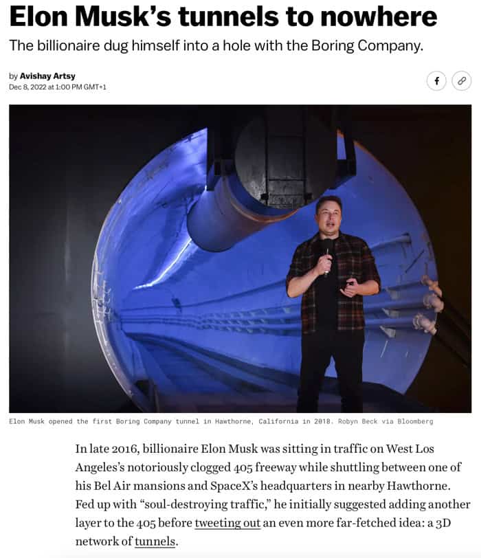 Elon Musk's tunnels to nowhere