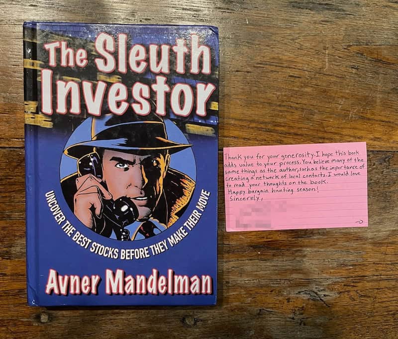 One generous reader inspiring me to look into sleuth investing